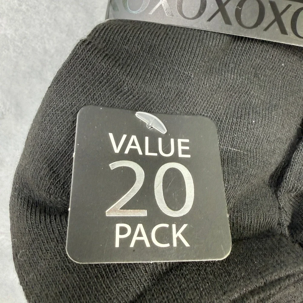 XOXO Womens Low Cut Socks 20 Pack Black Shoe Size 4-10 Value Bundle New